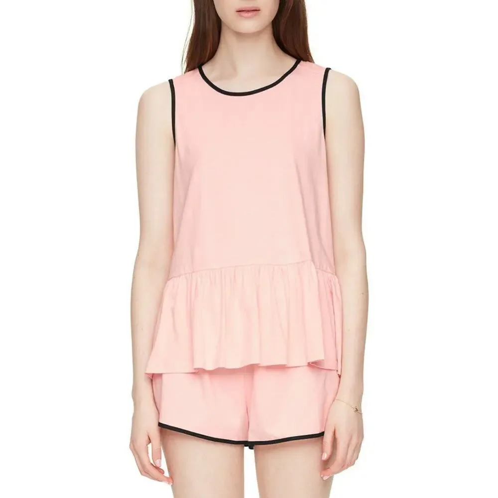 Kate Spade Women's Sleeveless Ruffle‎ Peplum Pajama Top Pink Size XS